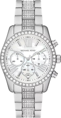 Michael Kors Lexington Chronograph White Dial Silver Steel Strap Watch For Women - MK7243