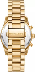 Michael Kors Lexington Chronograph Brown Dial Gold Steel Strap Watch For Women - MK7276