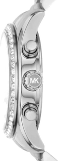 Michael Kors Lexington Chronograph Black Dial Silver Steel Strap Watch For Women - MK7277