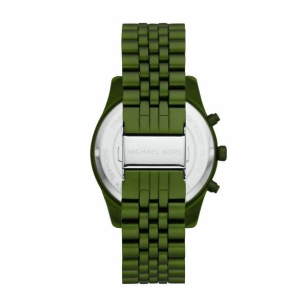 Michael Kors Lexington Chronograph Green Dial Green Steel Strap Watch For Men - MK8790