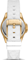 Michael Kors Mini Pilot Quartz Silver Dial White Silicone Strap Watch For Women - MK7372