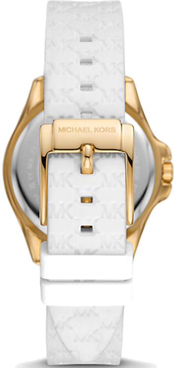 Michael Kors Mini Pilot Quartz Silver Dial White Silicone Strap Watch For Women - MK7372