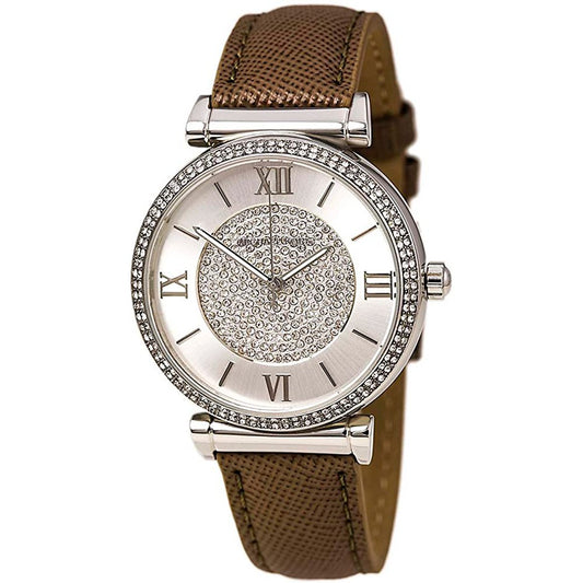Michael Kors Caitlin Quartz Silver Dial Gray Leather Strap Watch For Women - MK2377