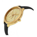 Michael Kors Slim Runway Quartz Gold Dial Black Leather Strap Watch For Women - MK2392