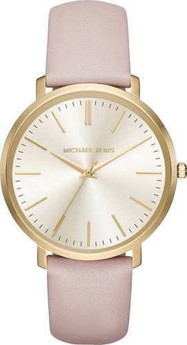 Michael Kors Jaryn Quartz Gold Dial Pink Leather Strap Watch For Women - MK2471