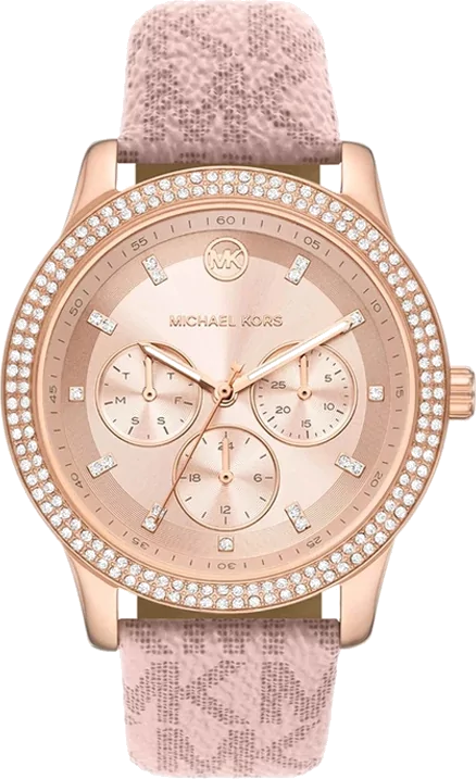 Michael Kors Tibby Multifunction Rose Gold Dial Pink Leather Strap Watch For Women - MK2955