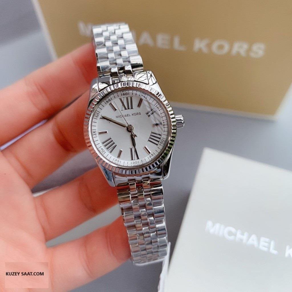 Michael Kors Lexington Quartz White Dial Silver Steel Strap Watch For Women - MK3228