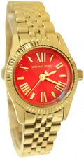 Michael Kors Lexington Quartz Orange Dial Gold Steel Strap Watch For Women - MK3284