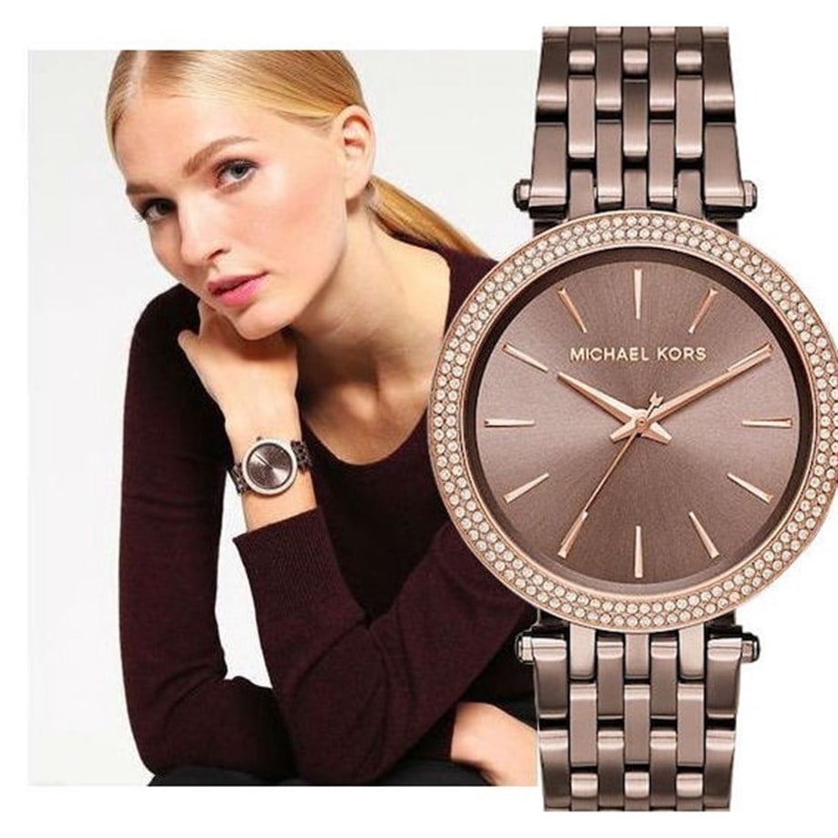 Michael Kors Darci Quartz Brown Dial Brown Steel Strap Watch For Women - MK3416