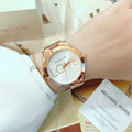 Michael Kors Slim Runway White Dial Rose Gold Steel Strap Watch For Women - MK3804