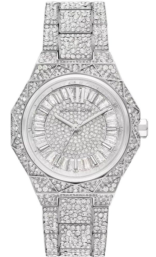 Michael Kors Raquel Three Hand Crystals Silver Dial Silver Steel Strap Watch For Women - MK4691