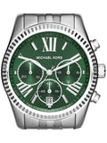 Michael Kors Lexington Quartz Green Dial Silver Steel Strap Watch For Women - MK6222