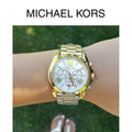 Michael Kors Bradshaw Chronograph White Dial Gold Steel Strap Watch For Women - MK6266