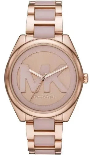 Michael Kors Janelle Three Hand Rose Gold Dial Two Tone Steel Strap Watch For Women - MK7135