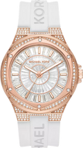 Michael Kors Lennox Three-Hand Crystals Dial White Silicone Strap Watch For Women - MK7248