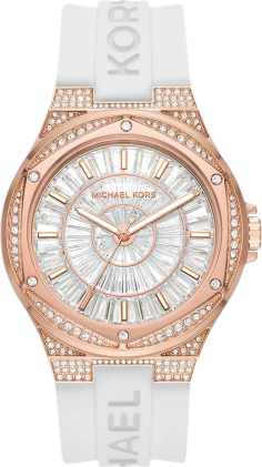 Michael Kors Lennox Three-Hand Crystals Dial White Silicone Strap Watch For Women - MK7248