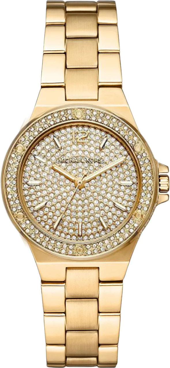 Michael Kors Lennox Three Hand Gold Dial Gold Steel Strap Watch For Women - MK7289