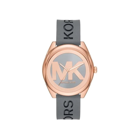 Michael Kors Janelle Three Hand Grey Dial Grey Rubber Strap Watch For Women - MK7314