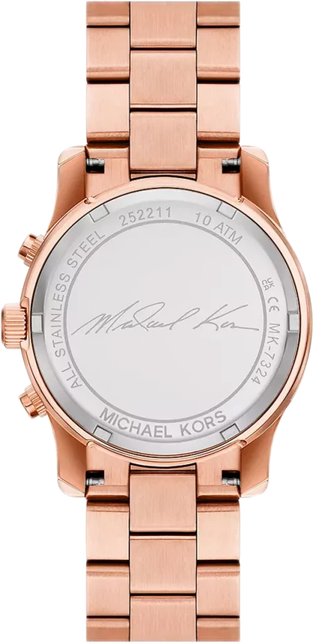 Michael Kors Runway Chronograph Rose Gold Dial Rose Gold Steel Strap Watch For Women - MK7324