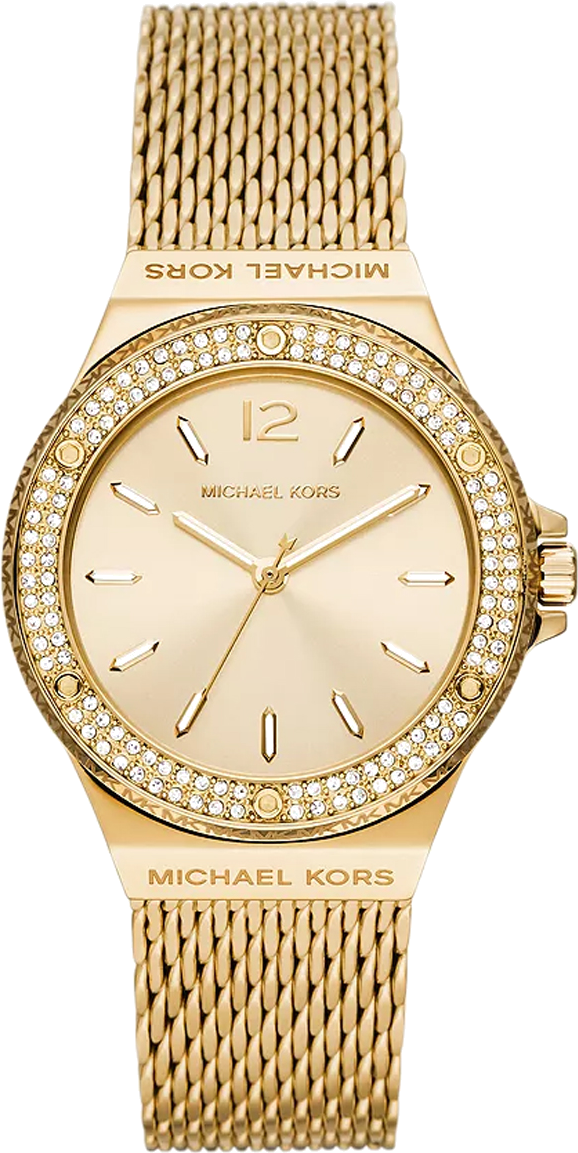 Michael Kors Lennox Three-Hand Gold Dial Gold Mesh Bracelet Watch For Women - MK7335