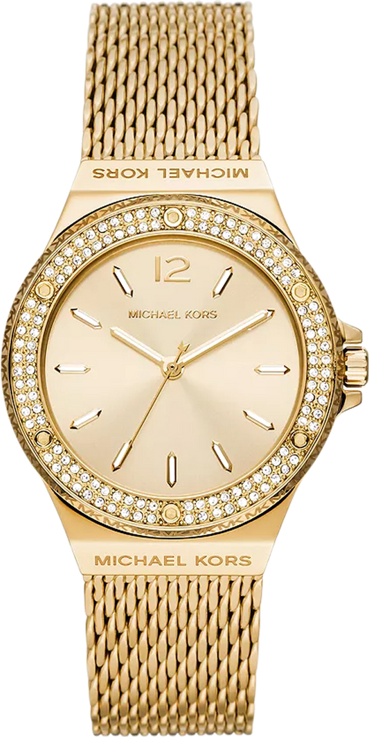 Michael Kors Lennox Three-Hand Gold Dial Gold Mesh Bracelet Watch For Women - MK7335