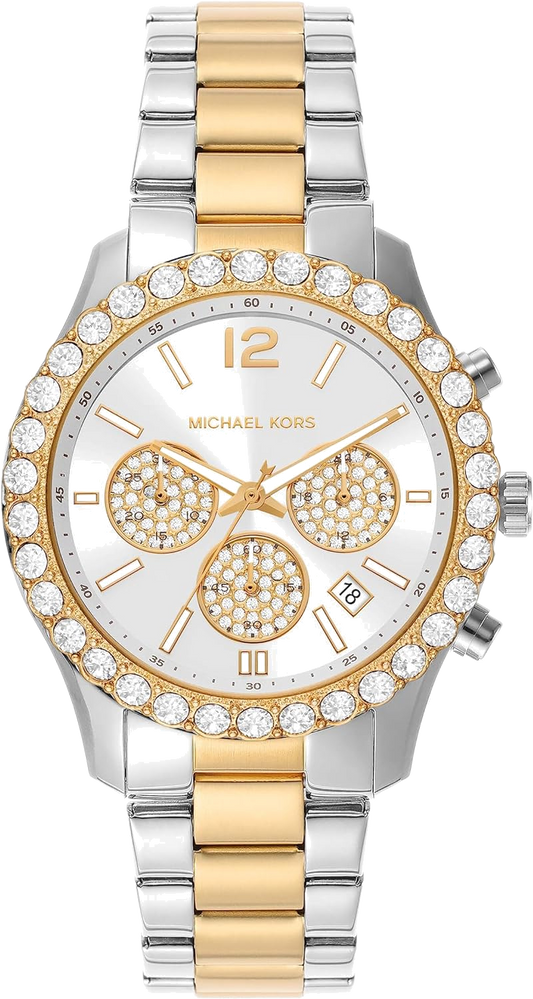 Michael Kors Berkley Chronograph Silver Dial Two Tone Steel Strap Watch For Women - MK7415