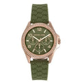 Michael Kors Mini Pilot Chronograph Green Dial Green Silicone Strap Watch For Women - MK7421