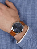 Michael Kors Slim Runway Analog Blue Dial Brown Leather Strap Watch For Men - MK8508