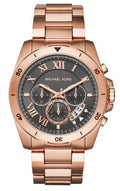 Michael Kors Brecken Chronograph Analog Black Dial Rose Gold Steel Strap Watch For Women - MK8563