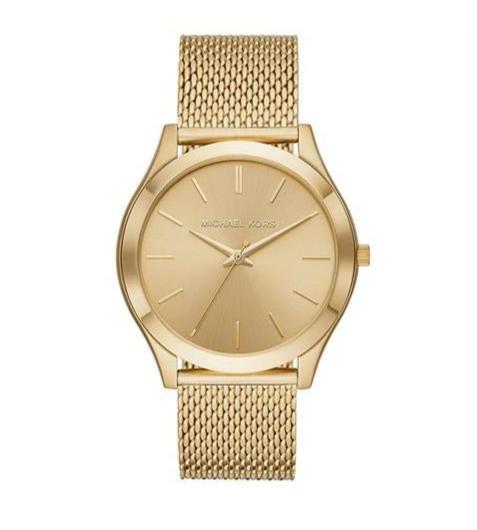 Michael Kors Slim Runway Quartz Gold Dial Gold Mesh Bracelet Watch For Women - MK8625