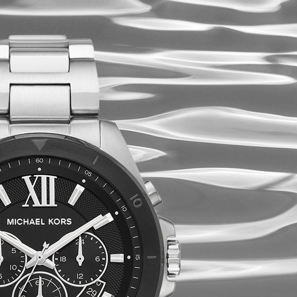 Michael Kors Brecken Chronograph Black Dial Silver Steel Strap Watch For Men - MK8847