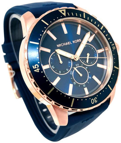 Michael Kors Cunningham Multifunction Blue Dial Blue Rubber Strap Watch For Men - MK7163