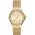 Michael Kors Lennox Three-Hand Gold Dial Gold Mesh Bracelet Watch For Women - MK7335