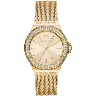 Michael Kors Lennox Three-Hand Gold Dial Gold Mesh Bracelet Watch For Women - MK7335