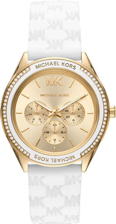 Michael Kors Jessa Quartz Gold Dial White Silicone Strap Watch For Women - MK7267