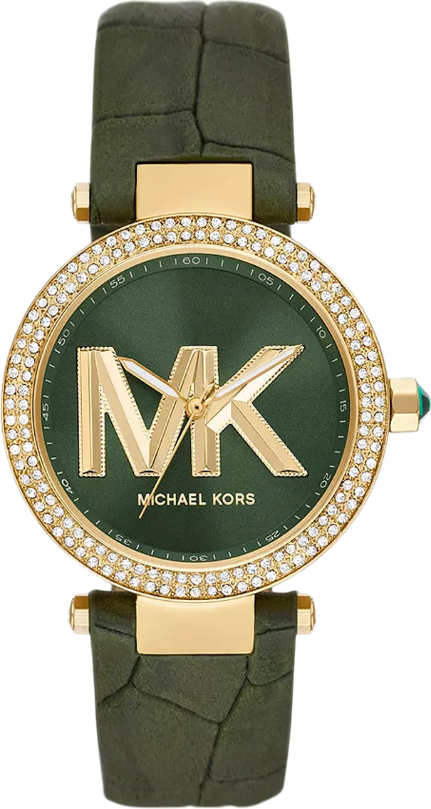 Michael Kors Parker Green Dial Green Leather Strap Watch For Women - MK4724