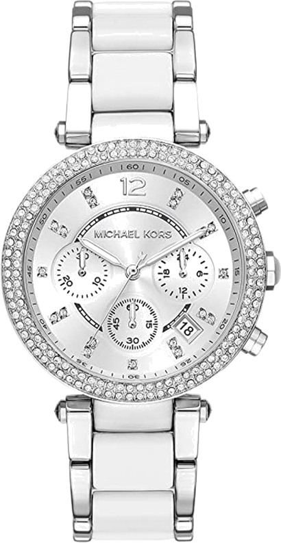 Michael Kors Parker Chronograph Silver Dial Silver Steel Strap Watch For Women - MK6354