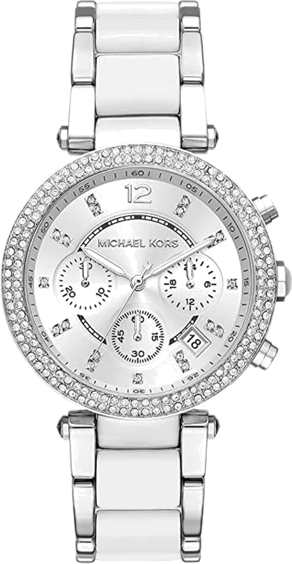 Michael Kors Parker Chronograph Silver Dial Silver Steel Strap Watch For Women - MK6354