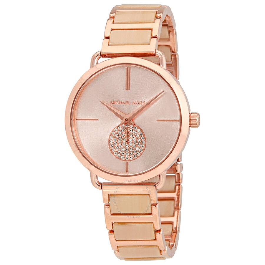 Michael Kors Portia Quartz Rose Gold Dial Rose Gold Steel Strap Watch For Women - MK3678