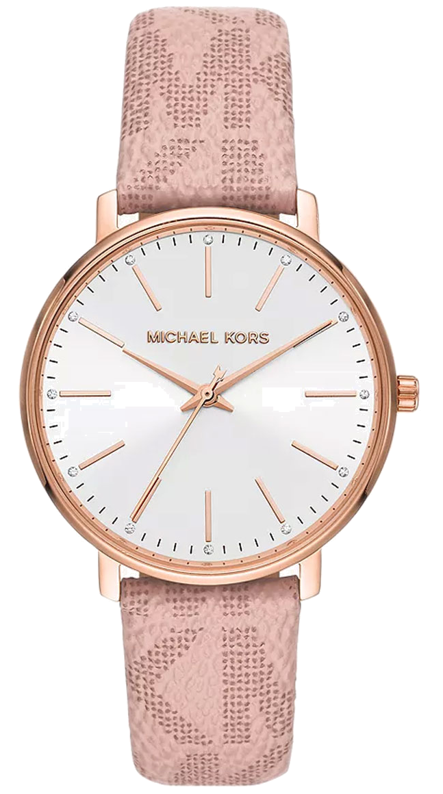 Michael Kors Pyper Quartz White Dial Pink Leather Strap Watch For Women - MK2859