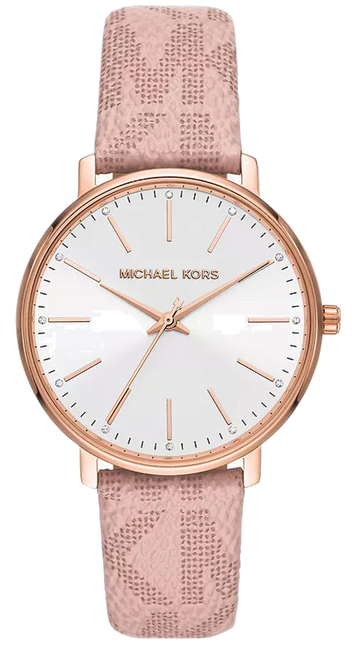 Michael Kors Pyper Quartz White Dial Pink Leather Strap Watch For Women - MK2859