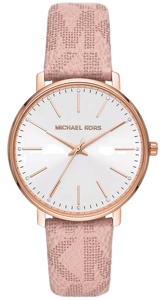 Michael Kors Pyper Quartz White Dial Pink Leather Strap Watch For Women - MK2859