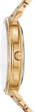 Michael Kors Pyper Three-Hand Black Dial Gold Steel Strap Watch For Women - MK4593