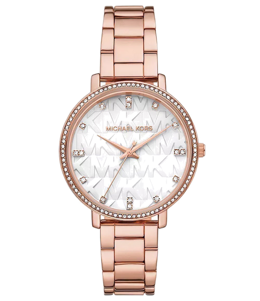 Michael Kors Pyper Three-Hand White Dial Rose Gold Steel Strap Watch For Women - MK4594