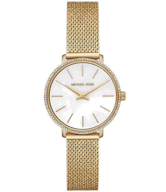 Michael Kors Pyper Quartz White Dial Gold Mesh Bracelet Watch For Women - MK4619