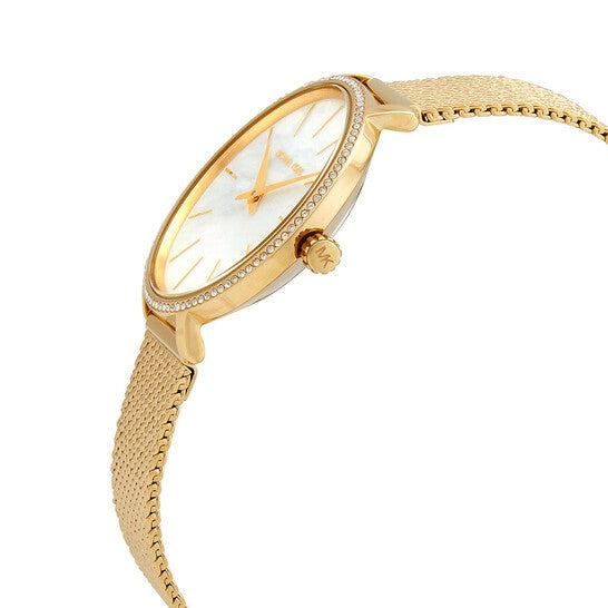 Michael Kors Pyper Quartz White Dial Gold Mesh Bracelet Watch For Women - MK4619