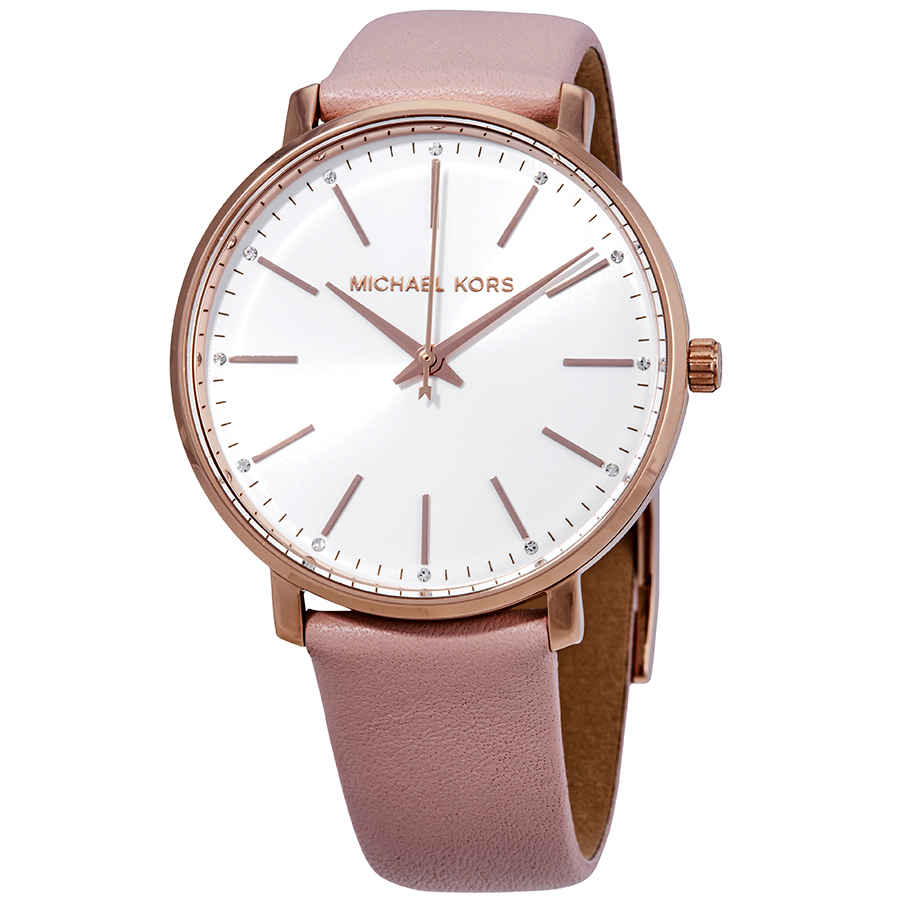 Michael Kors Pyper Analog White Dial Pink Leather Strap Watch For Women - MK2803