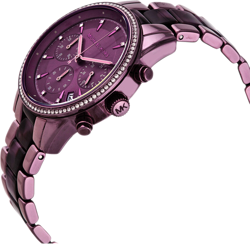 Michael Kors Ritz Chronograph Purple Dial Purple Steel Strap Watch For Women - MK6720