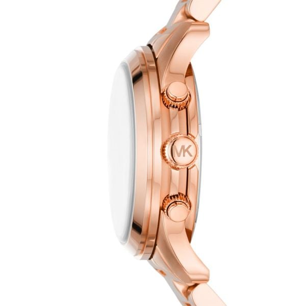 Michael Kors Runway Chronograph Rose Gold Dial Rose Gold Steel Strap Watch For Women - MK7324