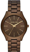 Michael Kors Slim Runway Brown Dial Brown Steel Strap Watch For Women - MK4508